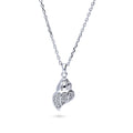 Seashell CZ Pendant Necklace in Sterling Silver, Rhodium Plated