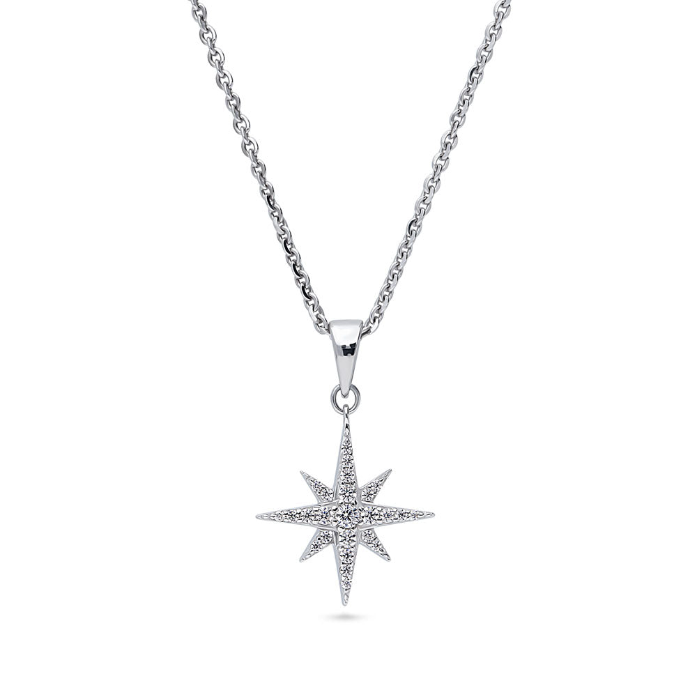 North Star CZ Necklace and Earrings in Sterling Silver, 18 of 20