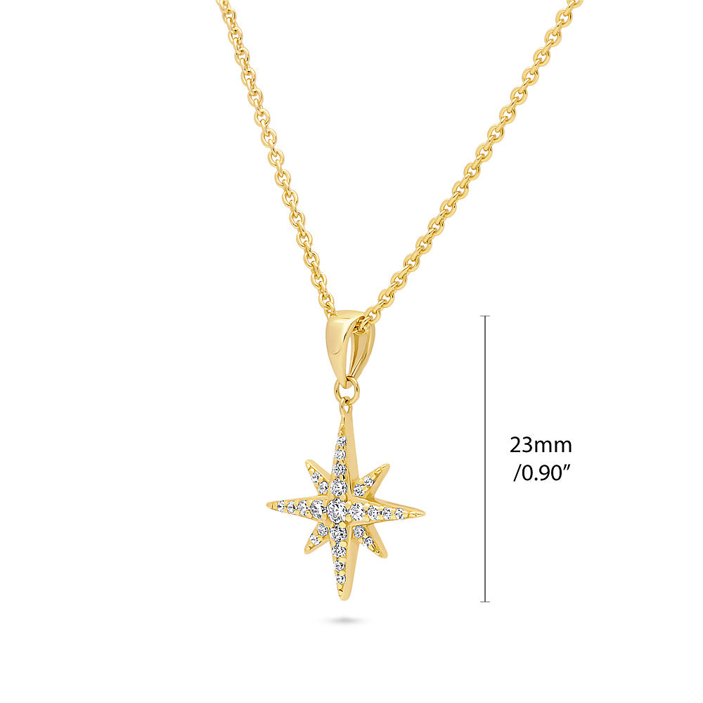 Front view of North Star CZ Necklace in Sterling Silver, 4 of 10