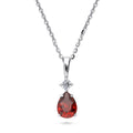 Solitaire Pear Cut Set in Sterling Silver, Garnet Color