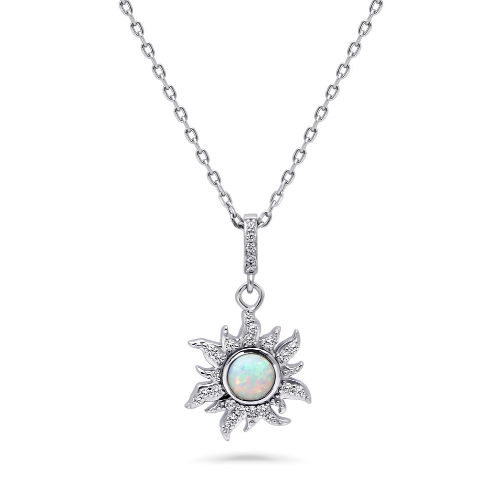 Sun Sunburst Simulated Opal CZ Set in Sterling Silver, 5 of 17