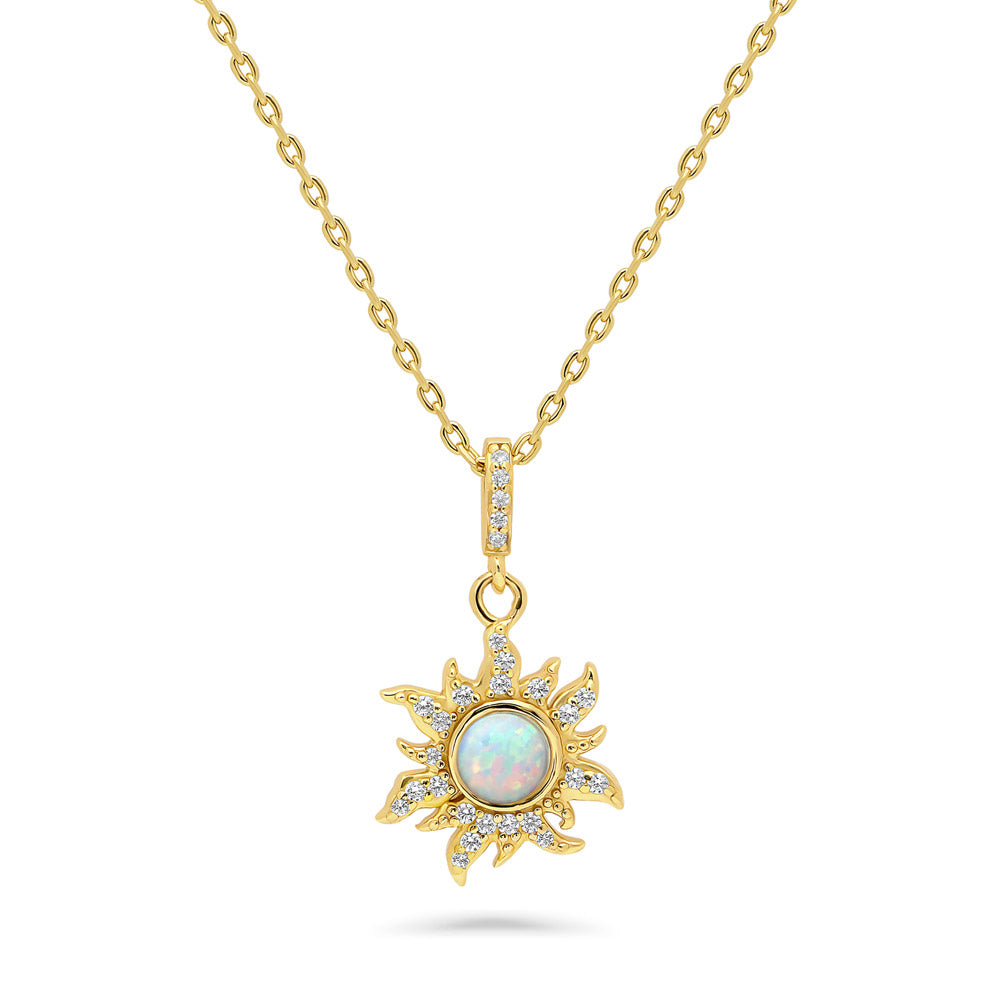 Sun Sunburst Simulated Opal CZ Set in Sterling Silver, 4 of 17