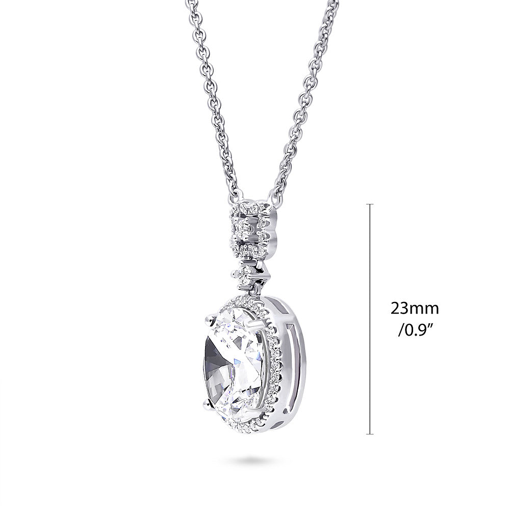 Front view of Halo Clover Oval CZ Set in Sterling Silver, Clear Color