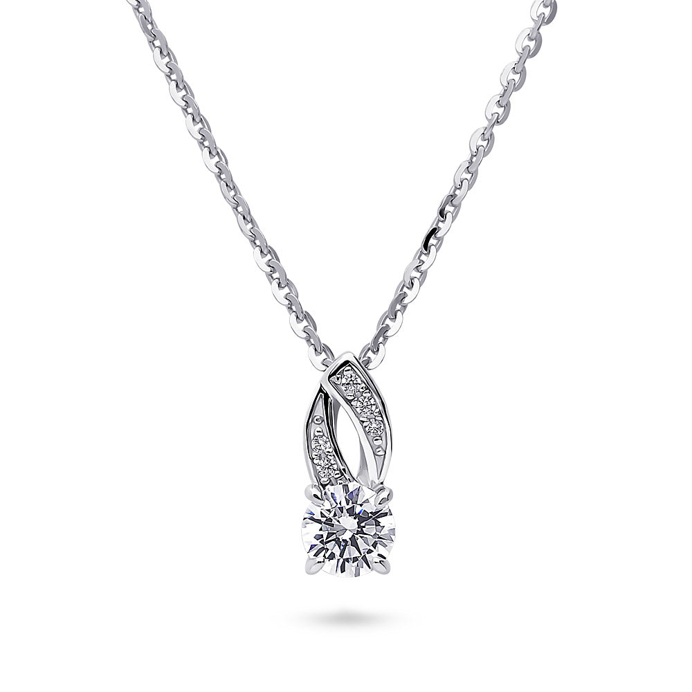 Woven CZ Pendant Necklace in Sterling Silver, 1 of 5