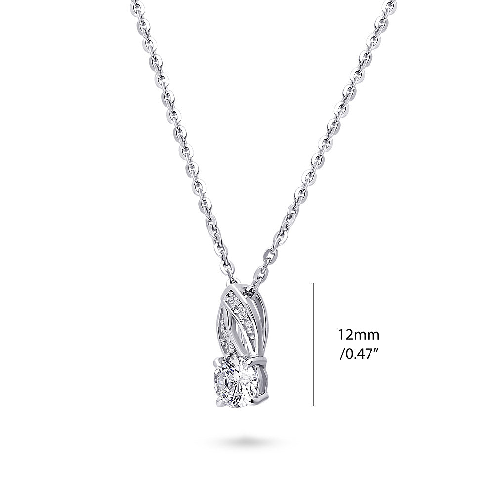 Front view of Woven CZ Pendant Necklace in Sterling Silver, 3 of 5