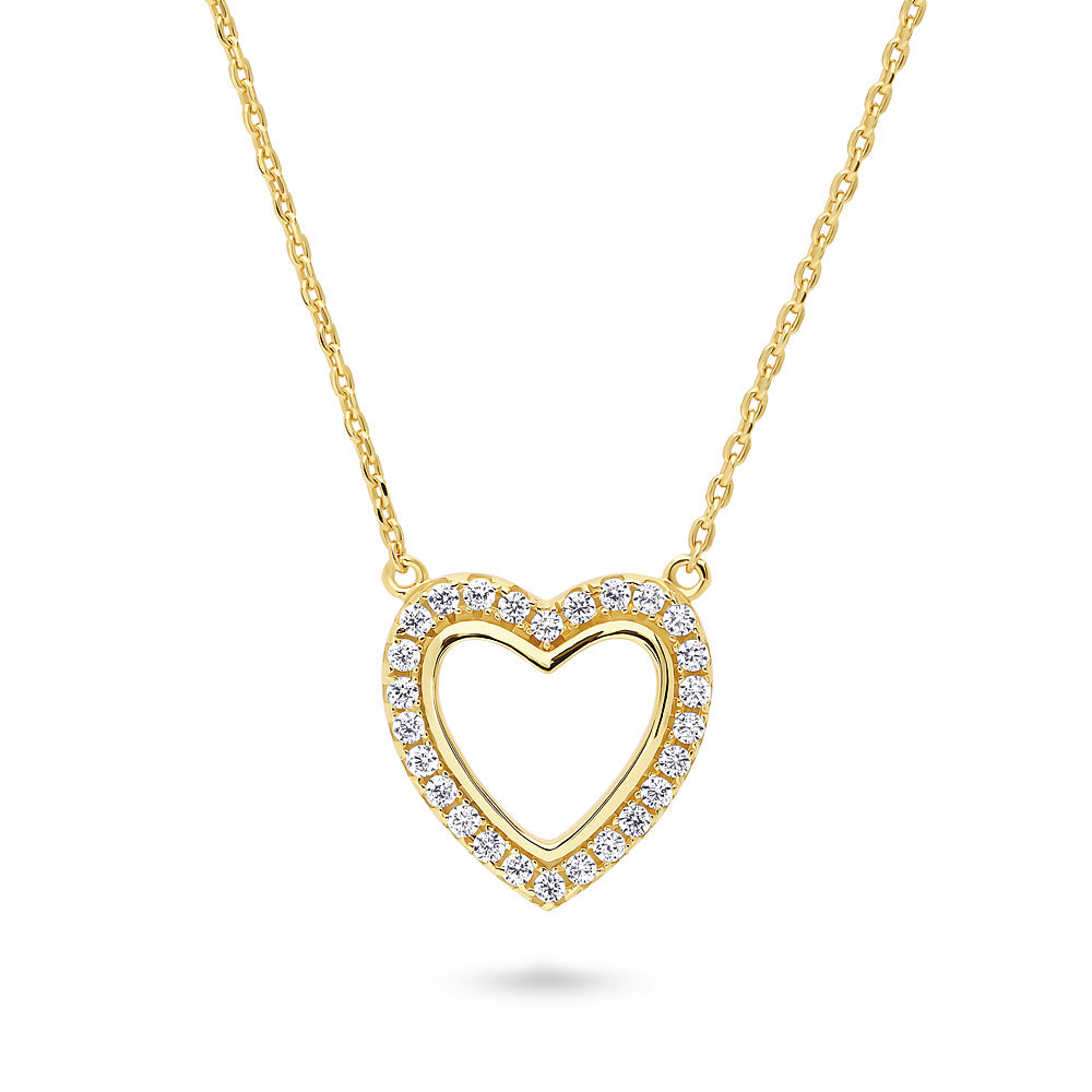 Open Heart CZ Necklace in Sterling Silver, 1 of 5