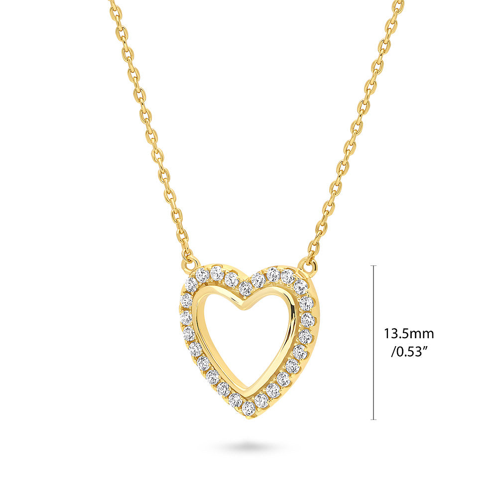 Front view of Open Heart CZ Necklace in Sterling Silver, 3 of 7