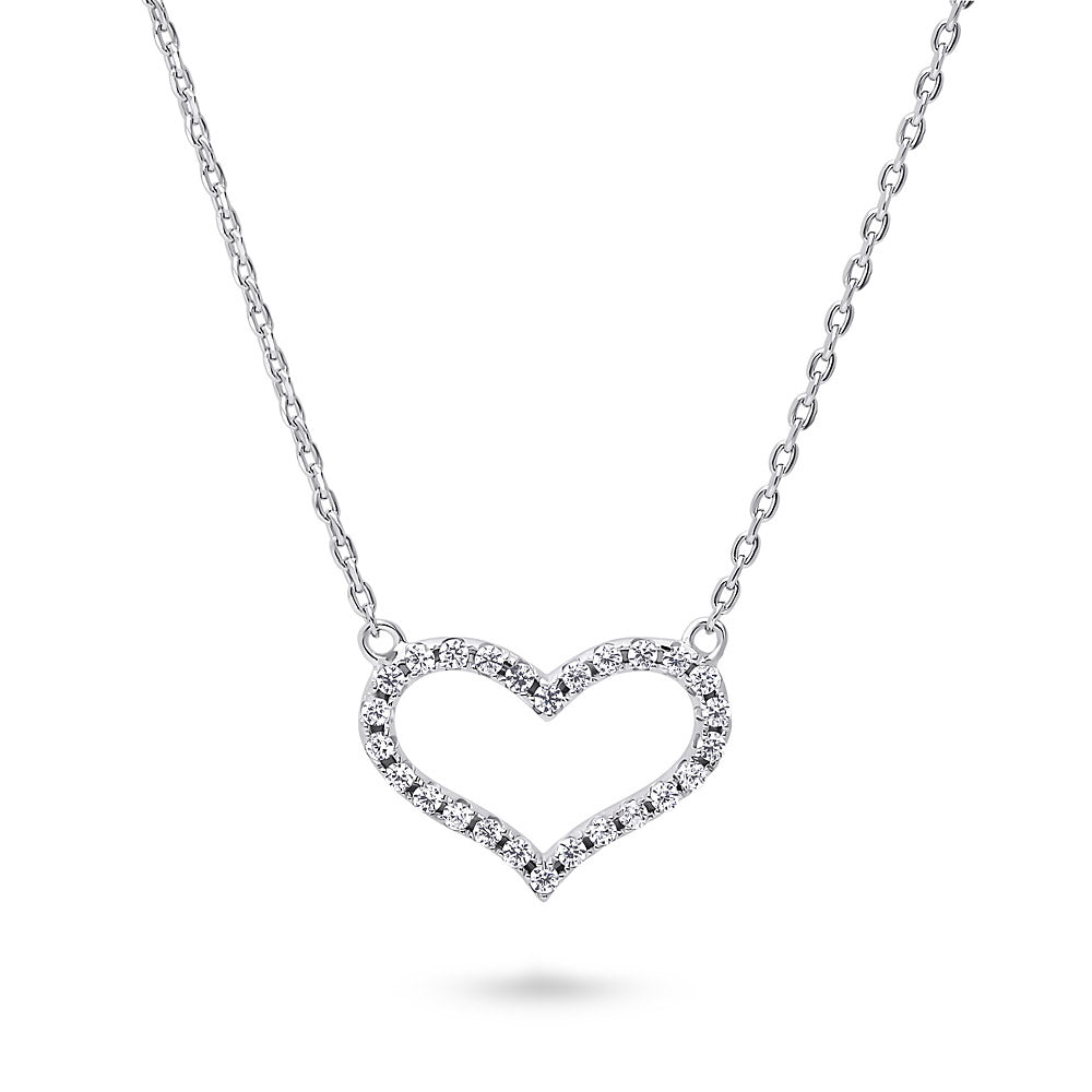 Open Heart CZ Necklace in Sterling Silver, 2 of 6