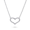 Open Heart CZ Necklace in Sterling Silver, Rhodium Plated