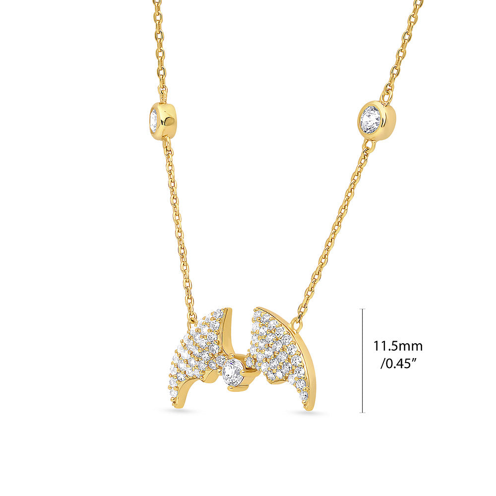 Front view of Bat CZ Necklace in Gold Flashed Sterling Silver, 3 of 5