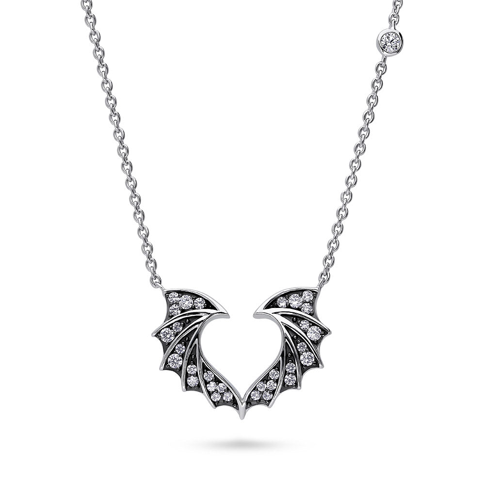 Angel Wings CZ Necklace in Sterling Silver, 1 of 5