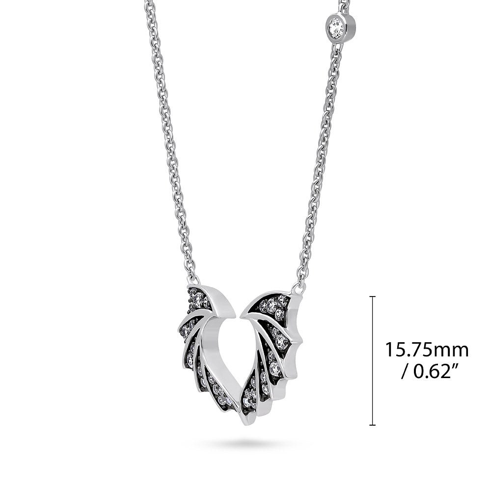 Front view of Angel Wings CZ Necklace in Sterling Silver, 3 of 5