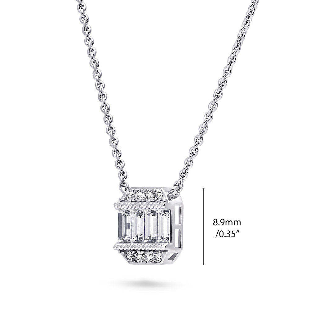 Front view of Art Deco CZ Pendant Necklace in Sterling Silver, 3 of 5