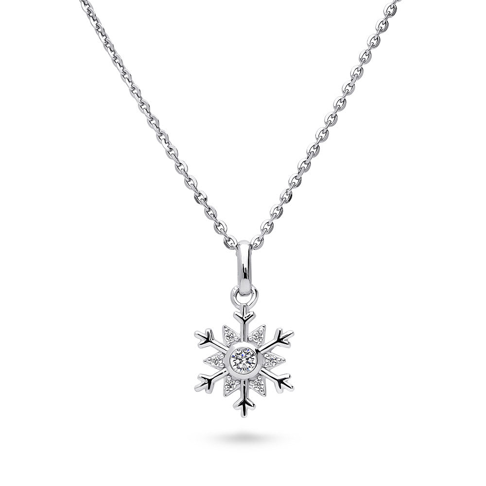 Snowflake CZ Necklace in Sterling Silver, 1 of 5