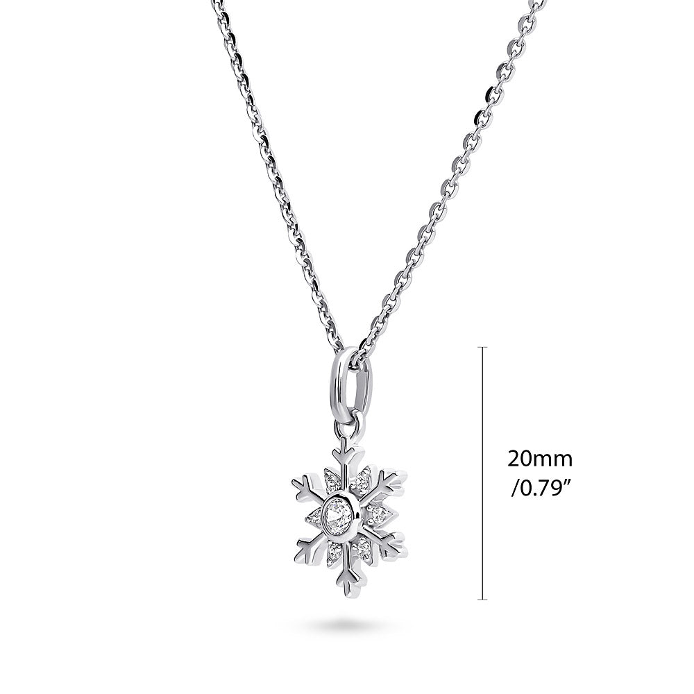 Front view of Snowflake CZ Necklace in Sterling Silver, 3 of 5