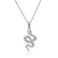 Snake CZ Necklace and Earrings in Sterling Silver, Rhodium Plated