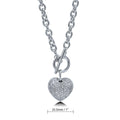 Angle view of Heart Toggle Necklace, Silver-Tone / 20 Inch