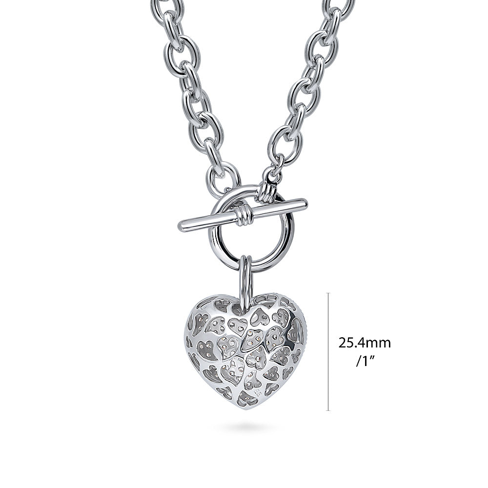 Side view of Heart CZ Necklace Earrings and Bracelet in Silver-Tone, 18 of 20