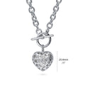 Side view of Heart Toggle Necklace, Silver-Tone / 20 Inch