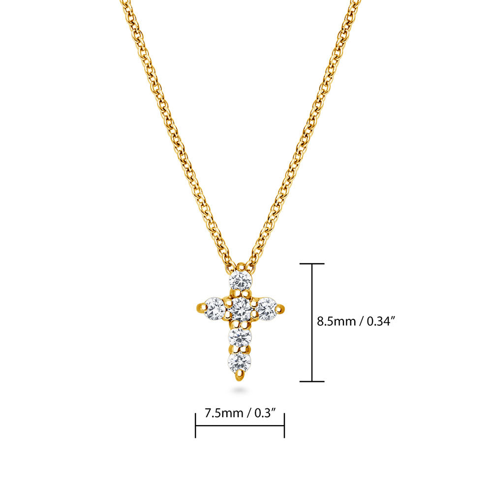 Angle view of Cross CZ Pendant Necklace in Sterling Silver, 5 of 14