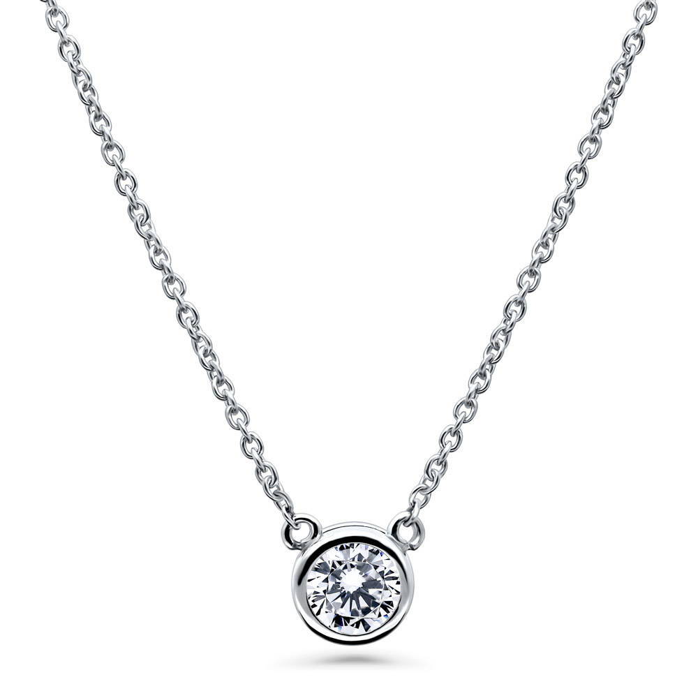 Solitaire 0.45ct Bezel CZ Necklace in Sterling Silver, 4 of 12