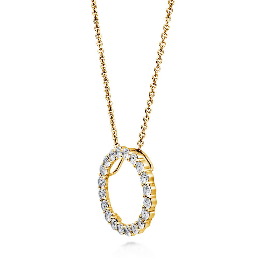 Front view of Open Circle CZ Necklace in Sterling Silver, 6 of 15