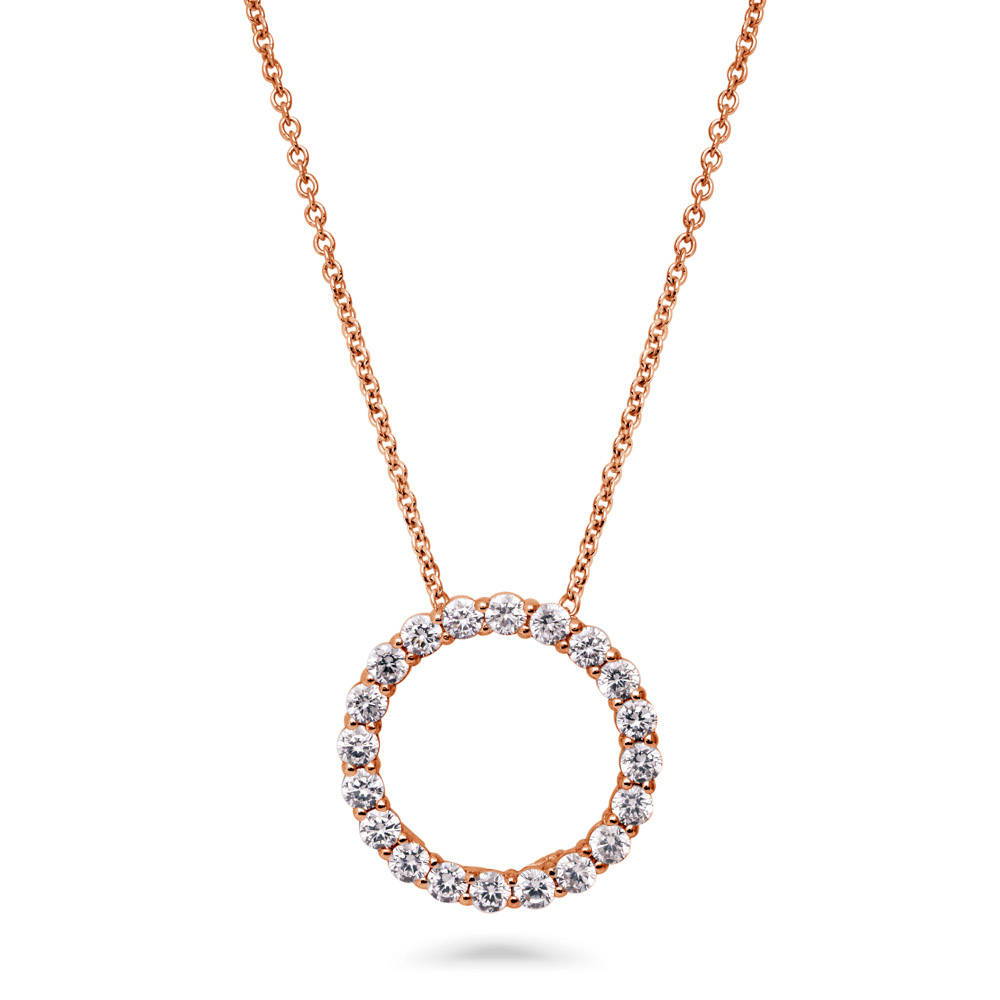 Open Circle CZ Necklace in Sterling Silver, 2 of 15