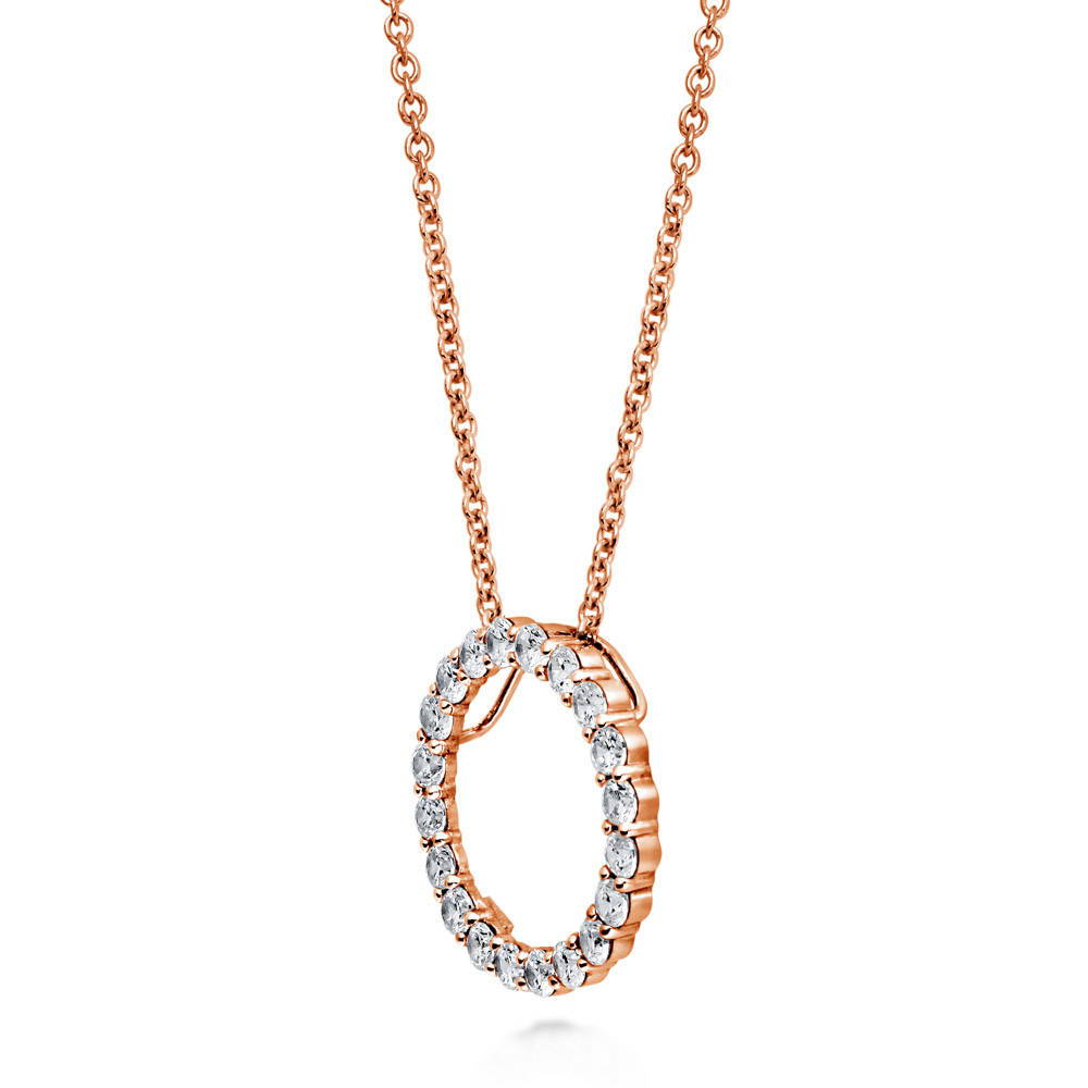 Front view of Open Circle CZ Necklace in Sterling Silver, 5 of 15