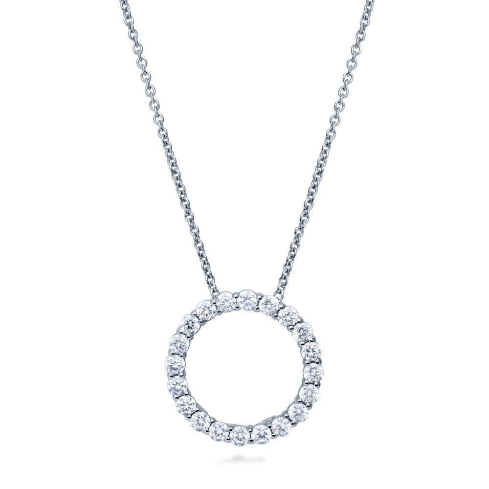 Open Circle CZ Necklace in Sterling Silver, 1 of 9