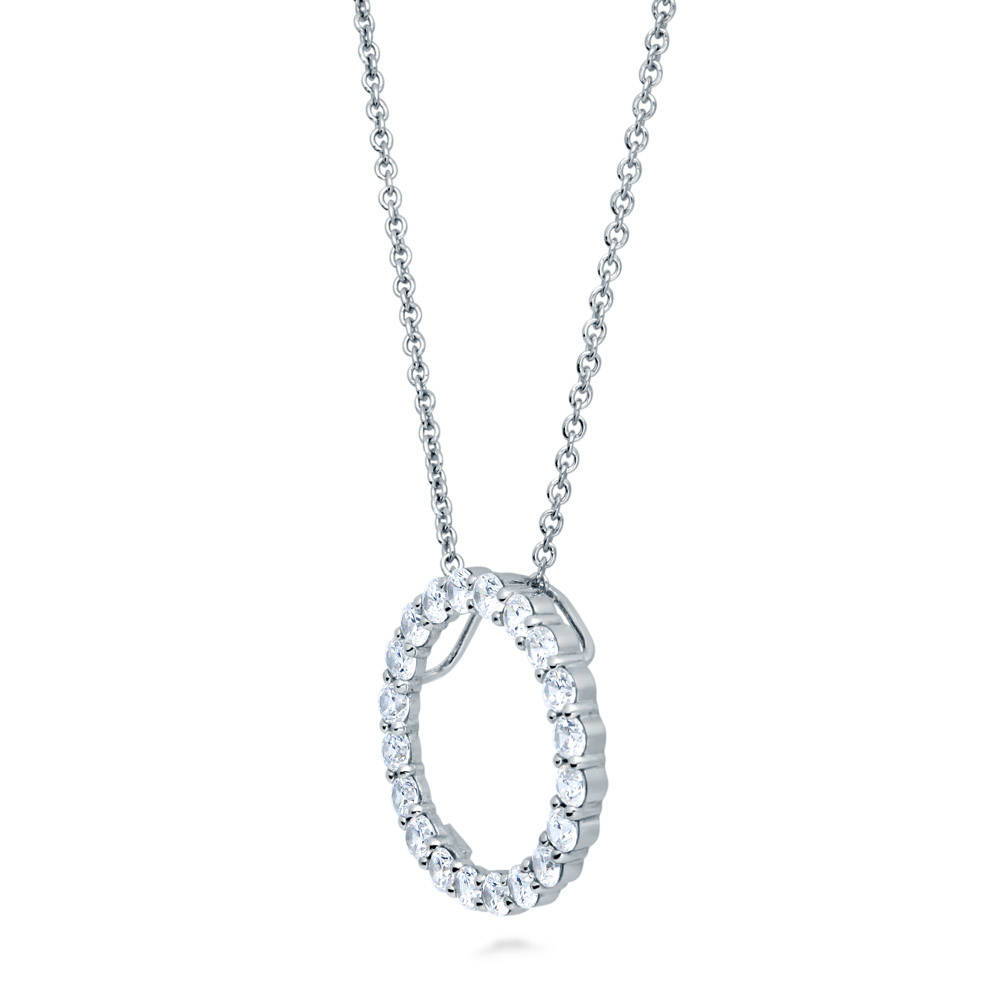 Front view of Open Circle CZ Necklace in Sterling Silver, 3 of 9