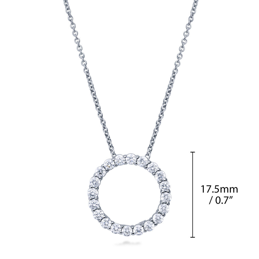 Angle view of Open Circle CZ Necklace in Sterling Silver, 4 of 9