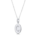 Angle view of Initial Letter CZ Necklace in Sterling Silver, C