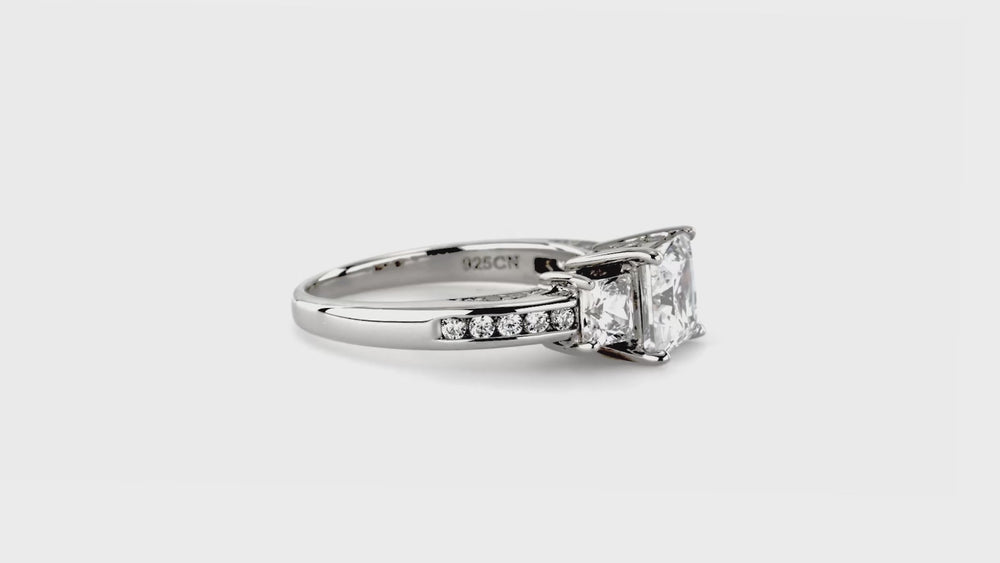 3-Stone 1.6ct Princess CZ Ring in Sterling Silver, 7 of 19