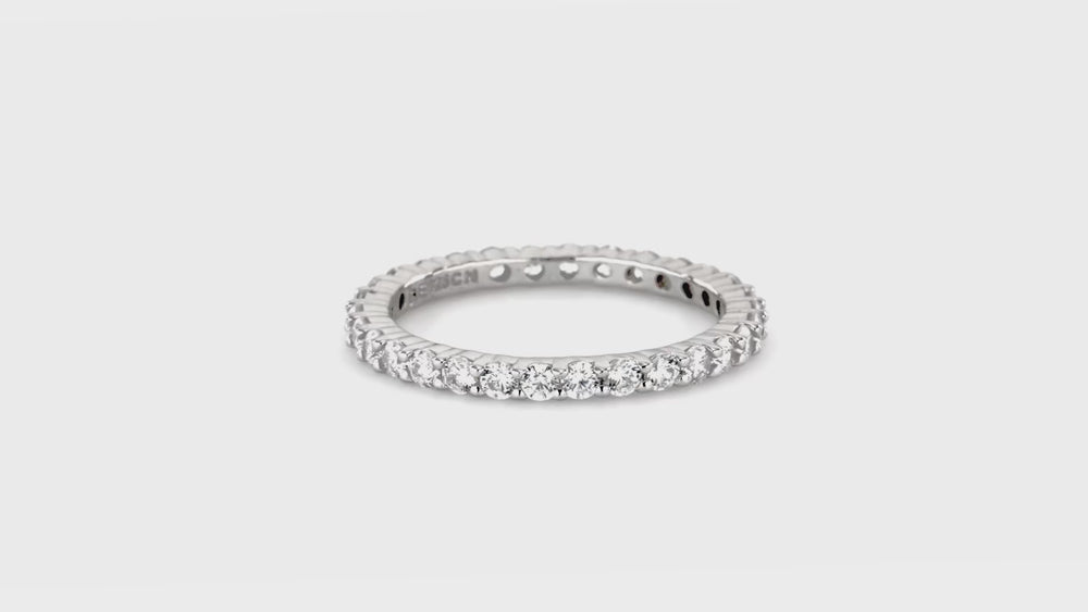 Bubble Bezel CZ Eternity Ring Set in Sterling Silver, 6 of 9