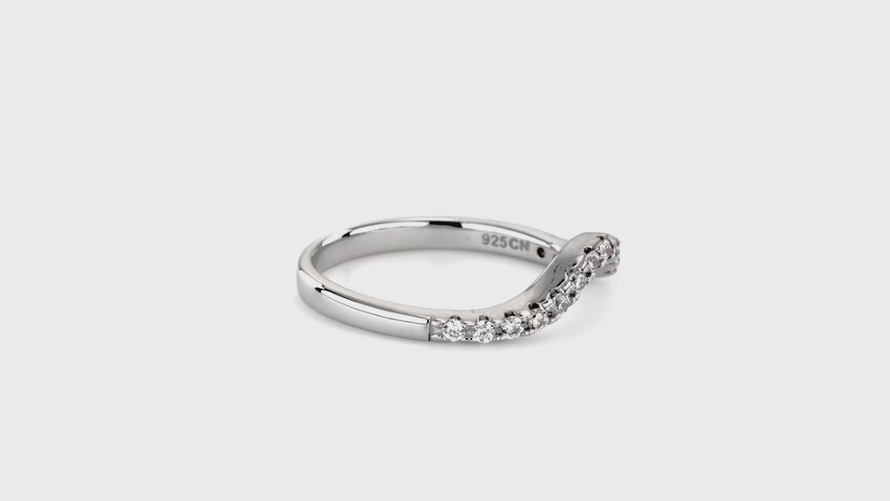 Wishbone CZ Eternity Ring in Sterling Silver, 3 of 10