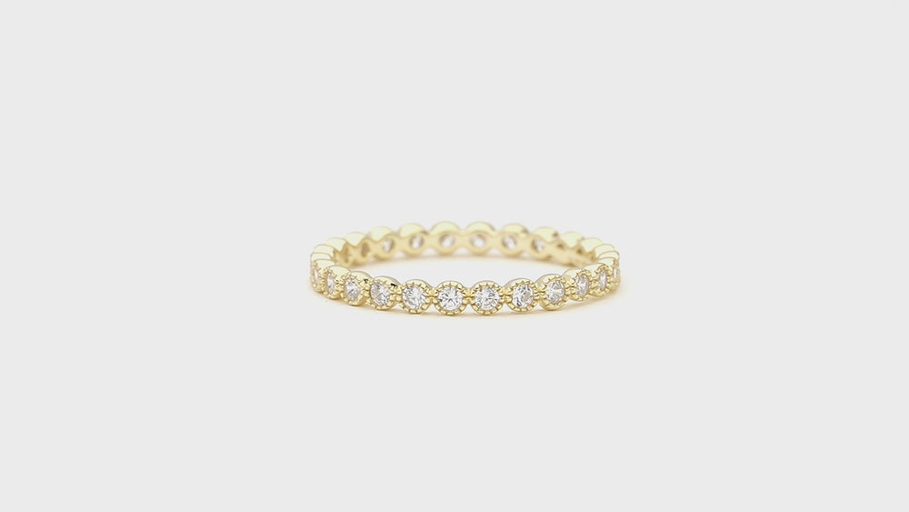 Bubble Milgrain CZ Eternity Ring in Gold Flashed Sterling Silver, 3 of 8