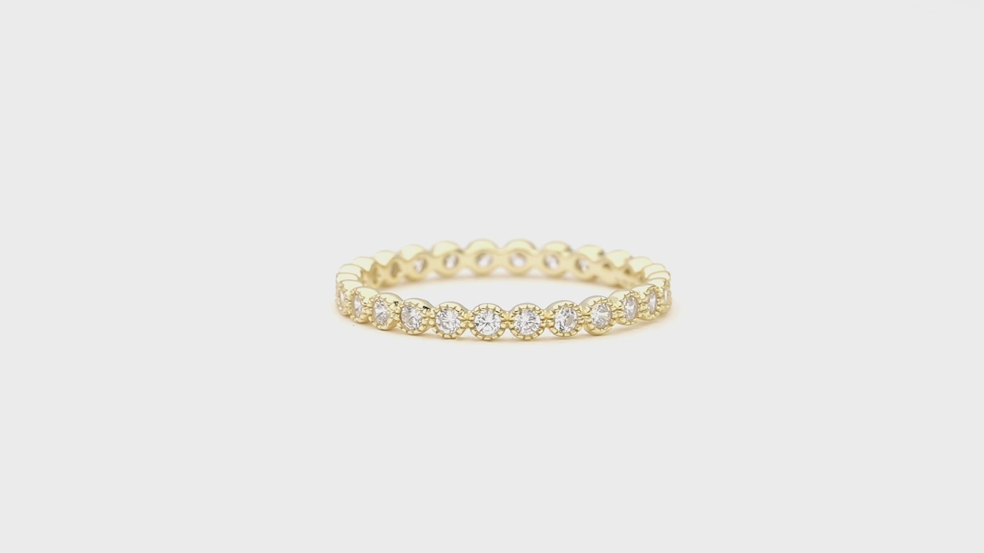 Video Contains Bubble Milgrain CZ Eternity Ring in Gold Flashed Sterling Silver. Style Number R1780-02