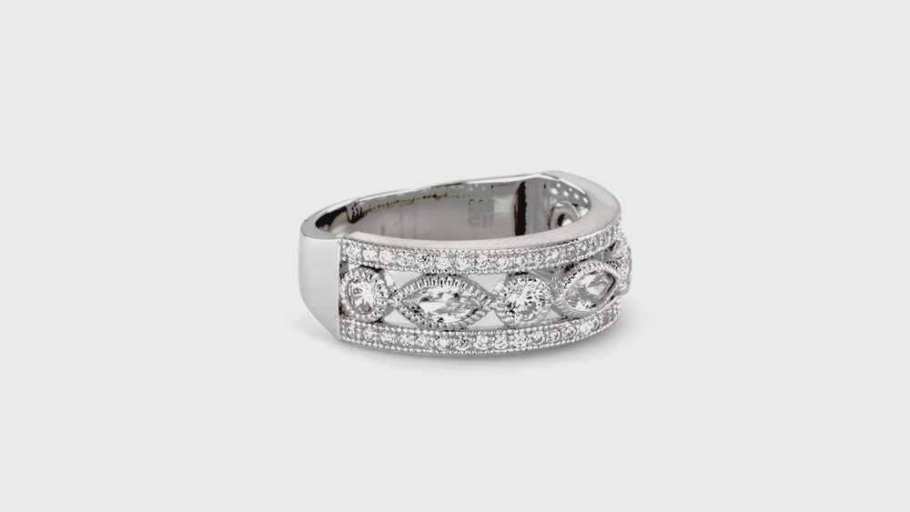 Art Deco Bezel CZ Eternity Ring in Sterling Silver, 7 of 10