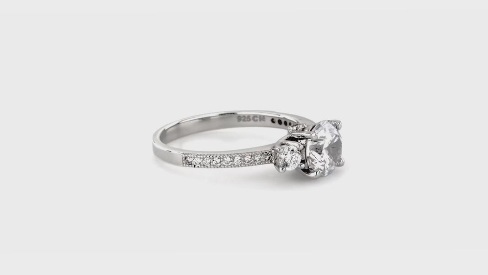 3-Stone 5-Stone 1.25ct CZ Ring Set in Sterling Silver, 7 of 20