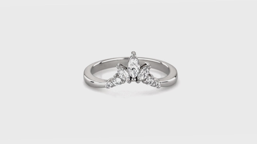 3-Stone Flower 2ct CZ Ring Set in Sterling Silver, 3 of 20