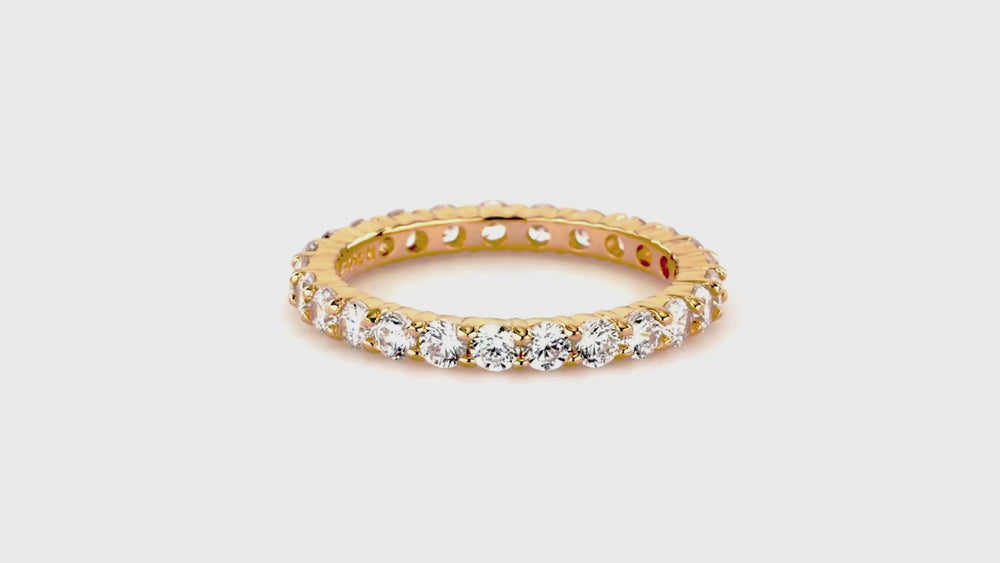 Pave CZ Eternity Ring in Gold Flashed Sterling Silver, 3 of 11