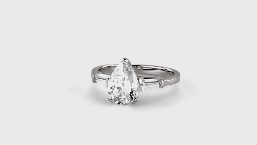 Solitaire 1.8ct Pear CZ Ring in Sterling Silver, 7 of 9