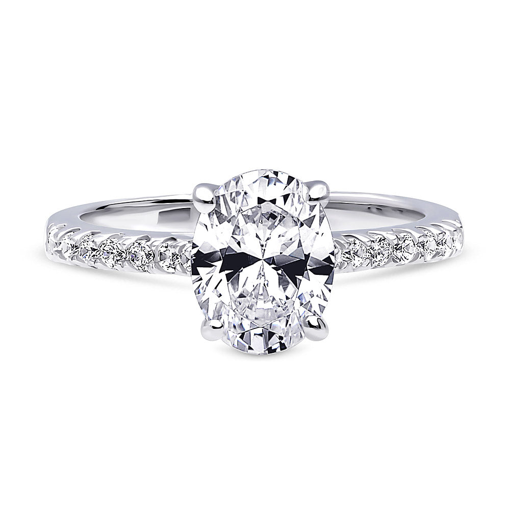 Silver Solitaire 1.8ct Oval Cut CZ Wedding Engagement Ring – BERRICLE