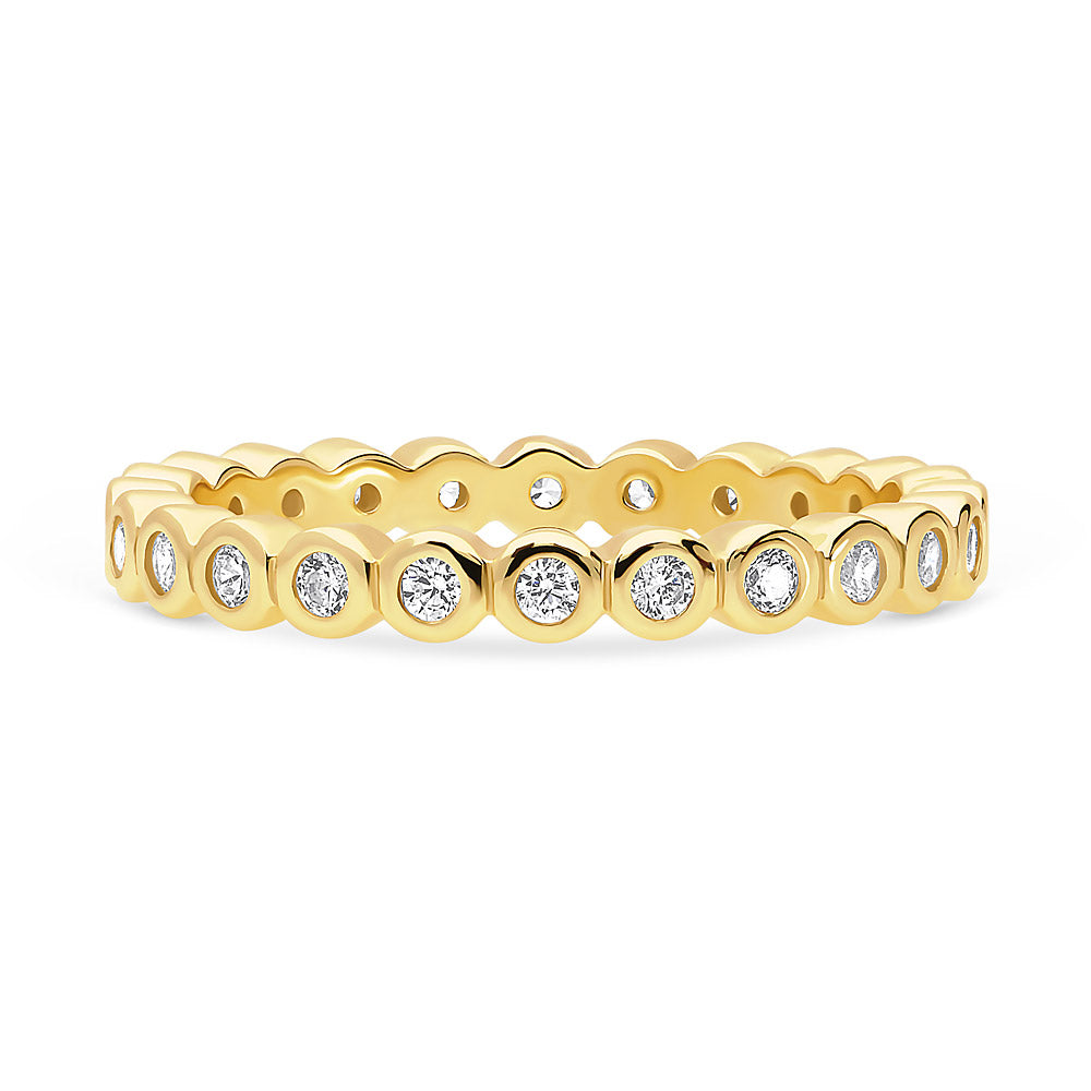 Bubble Bezel Set CZ Eternity Ring in Gold Flashed Sterling Silver, 1 of 7