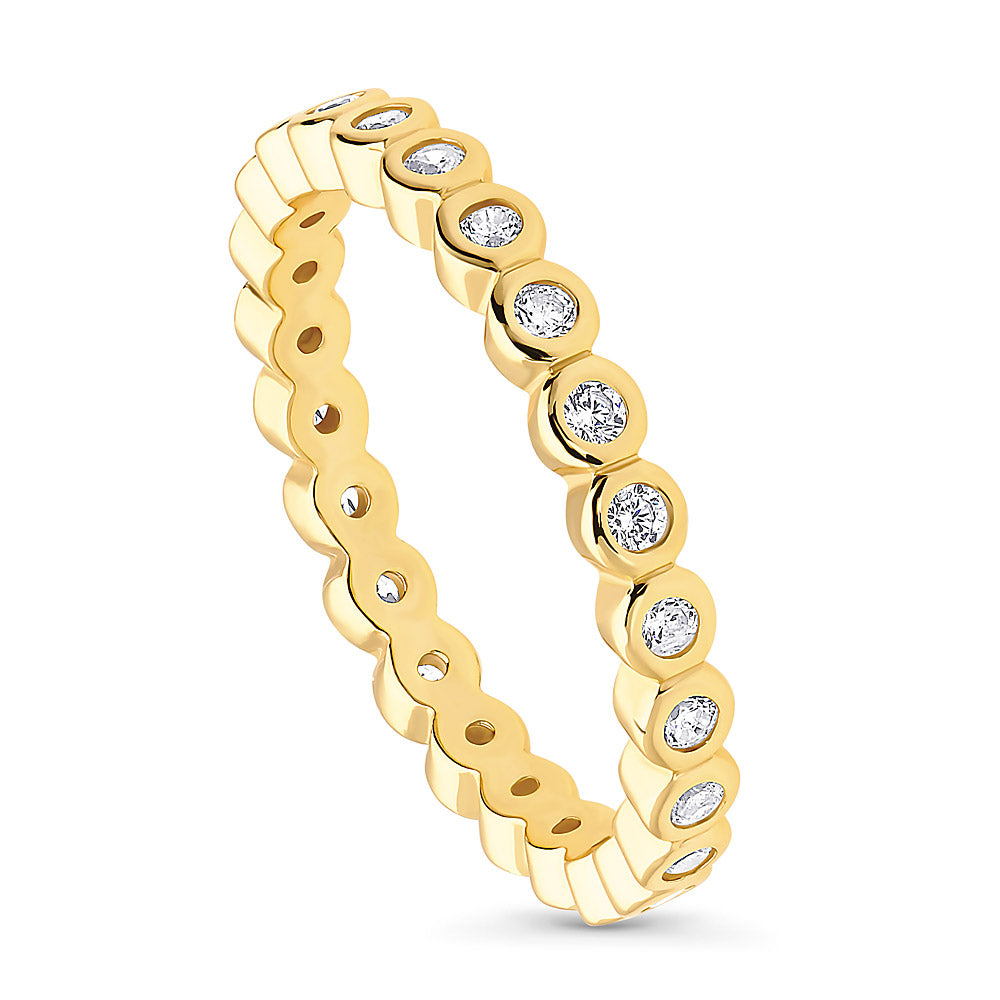 Front view of Bubble Bezel Set CZ Eternity Ring in Gold Flashed Sterling Silver, 4 of 7