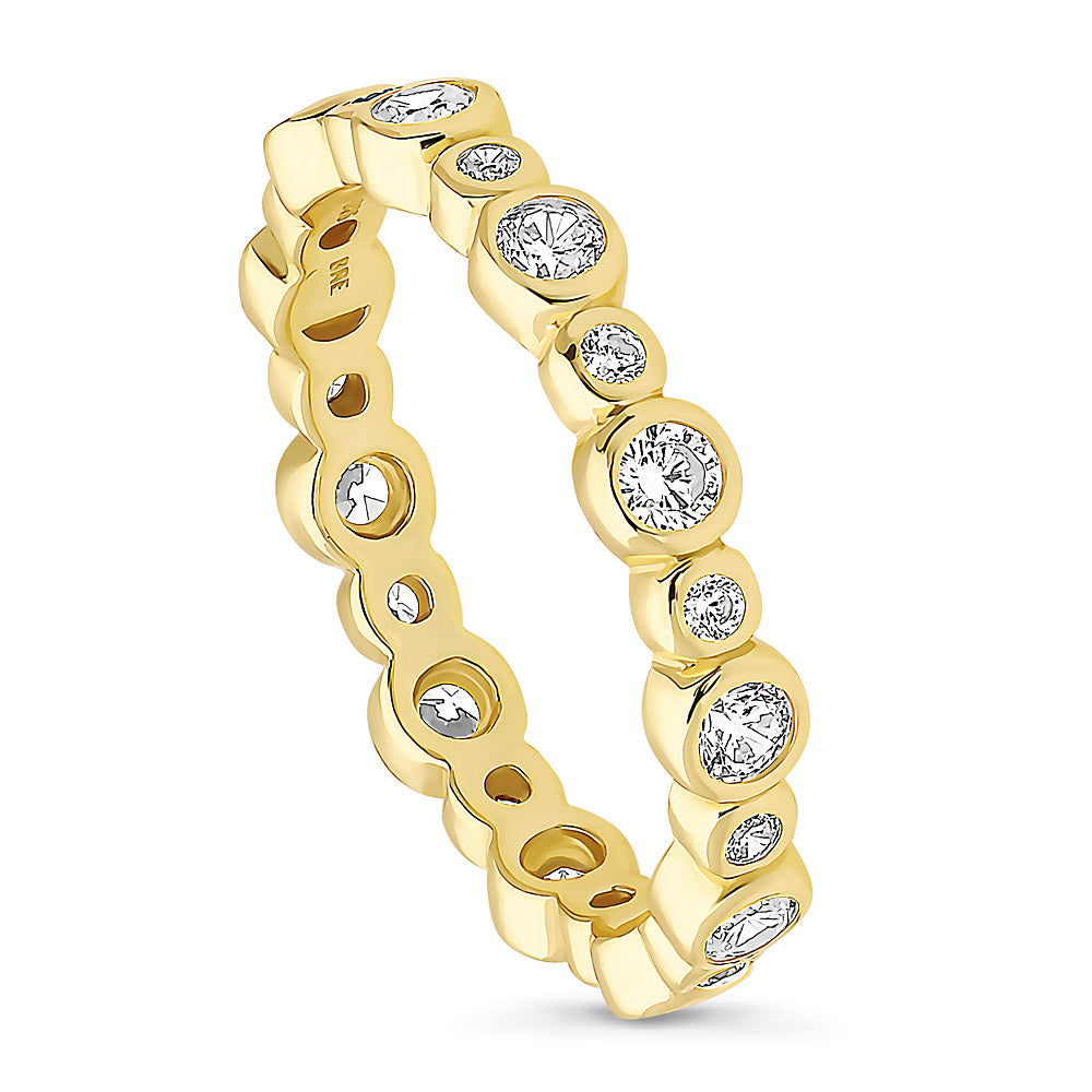 Front view of Bubble Bezel CZ Eternity Ring in Gold Flashed Sterling Silver, 2 of 4