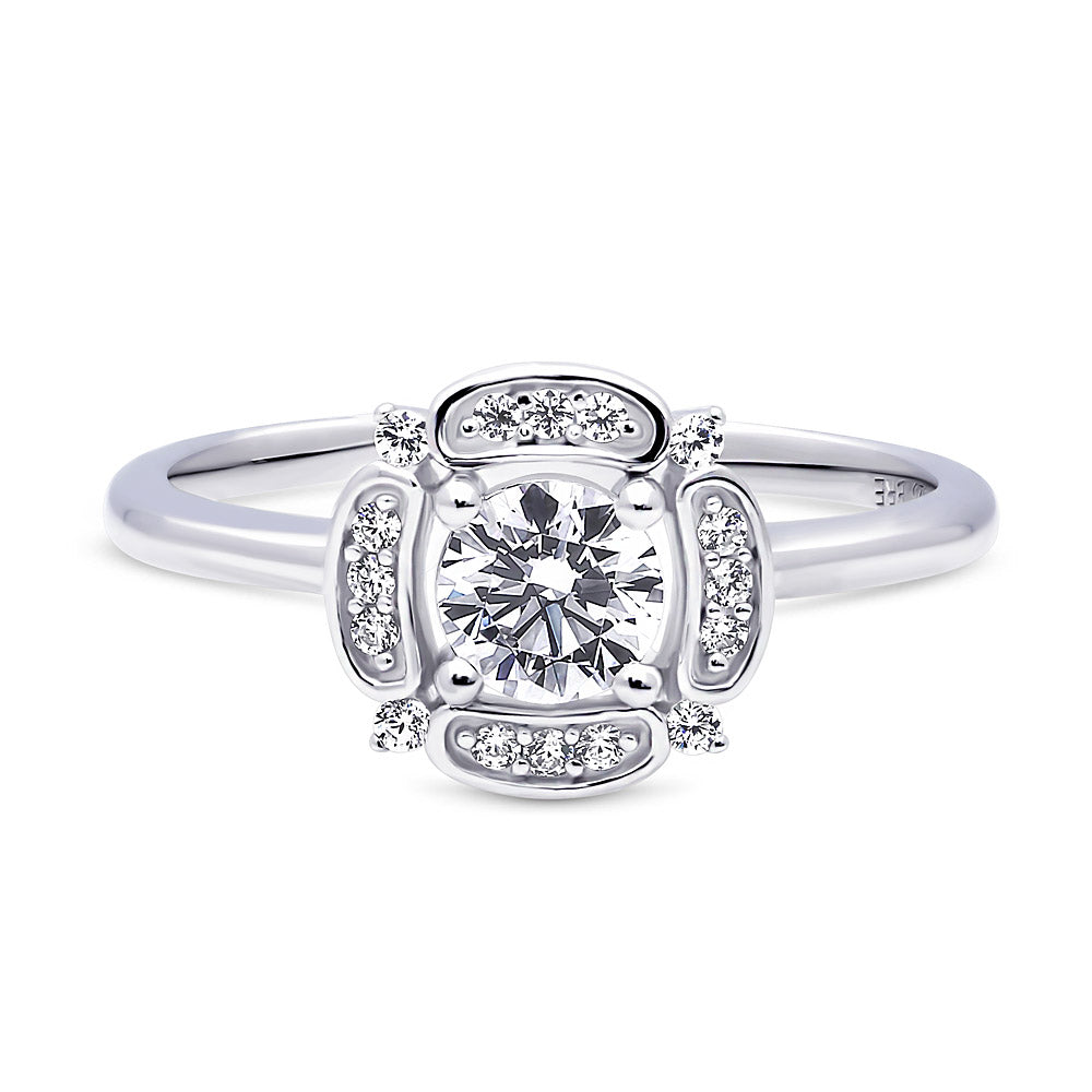 Halo Flower CZ Ring in Sterling Silver, 1 of 12