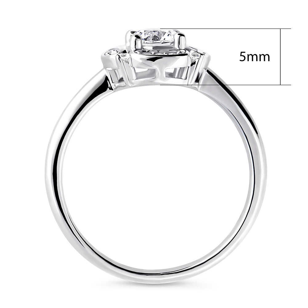 Alternate view of Halo Flower CZ Ring in Sterling Silver, 8 of 12