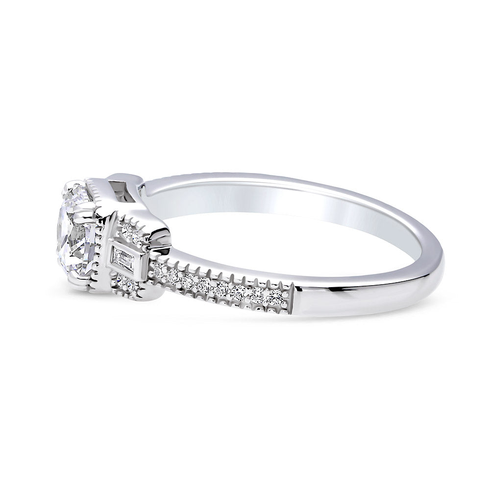 Angle view of Art Deco CZ Ring in Sterling Silver, 5 of 8