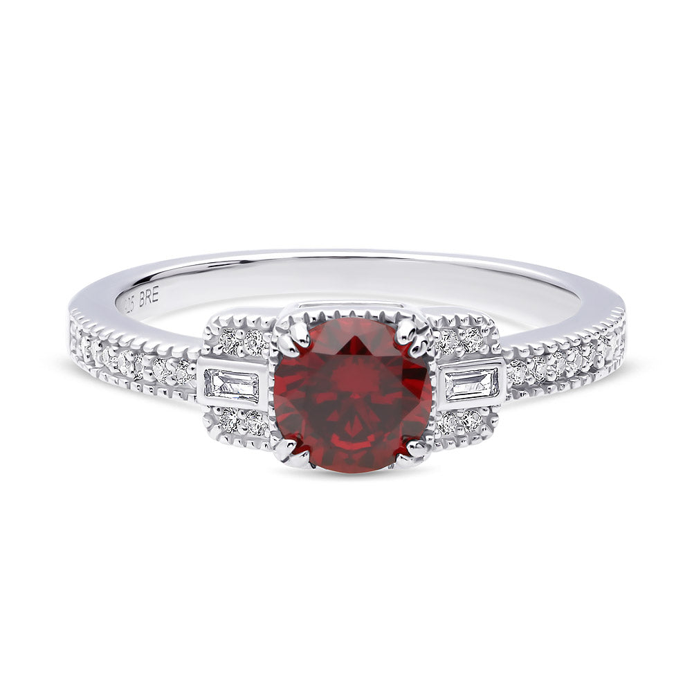 Art Deco Red CZ Ring in Sterling Silver, 1 of 10